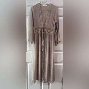 Rebellion Again Embroidered Lace Cardigan Sz M Lightweight Maxi Duster Boho Y2K